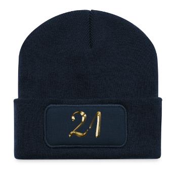 21 Jahre 21-jähriges Gold 21. Geburtstag Geschenk - Recycelte Patch Beanie - French Navy - Vorne