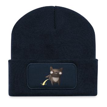Pinkelnder Hund Lustiges Tier Design - Recycelte Patch Beanie - French Navy - Vorne