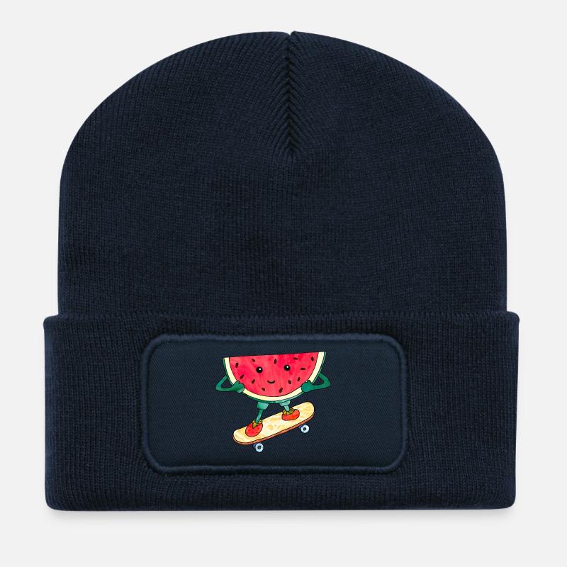Skater Melon skateboard douce illustration cool - Beanie recyclé à patch - bleu marine