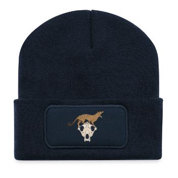 Thylacine Schädel - Tasmanischer Tiger Wolf Schädel - Recycelte Patch Beanie - French Navy - Vorne