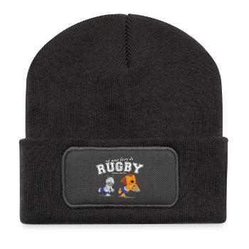 Geboren, um wie Onkel Rugby zu spielen - Recycelte Patch Beanie - Dunkelgrau - Vorne