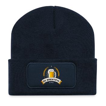 bier maas krug prost brauen craftbeer saufen mann - Recycled Patch Beanie - french navy - Front