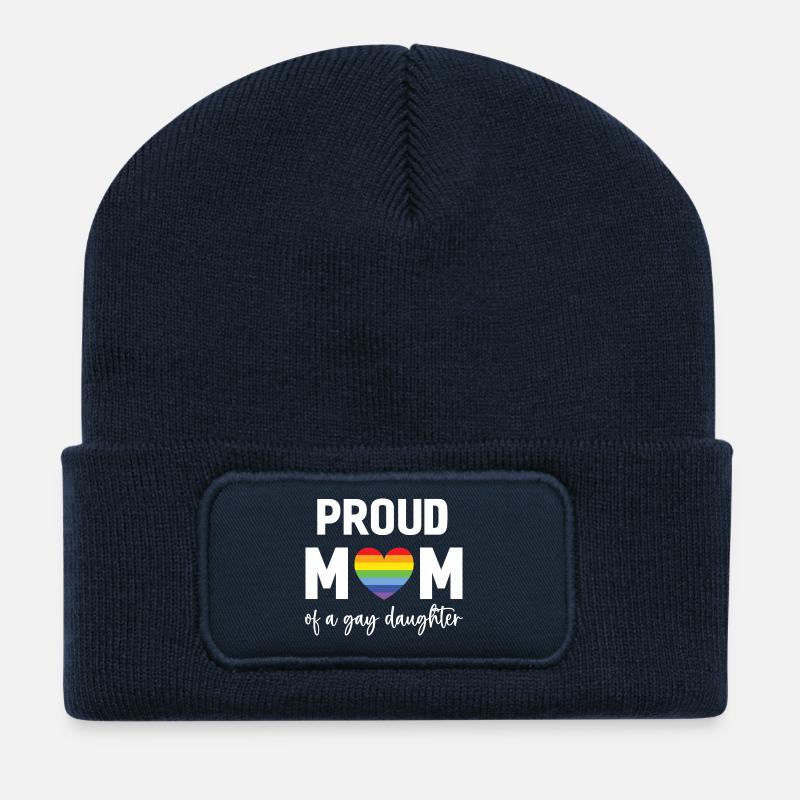 LGBT Pride Month - Stolze Mutter einer schwulen Tochter - Recycelte Patch Beanie - French Navy