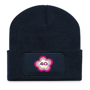 40. 40 ANS. 40e ANNIVERSAIRE. ANNIVERSAIRE 40 ANS. - Beanie recyclé à patch - bleu marine - Devant