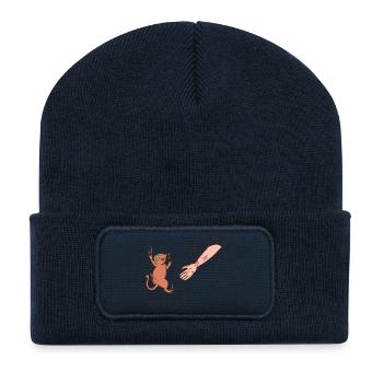 Cat Art - Recycled Patch Beanie - french navy - Front