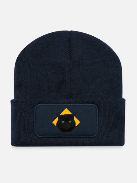 Logo Chat Noir - Beanie recyclé à patch - bleu marine
