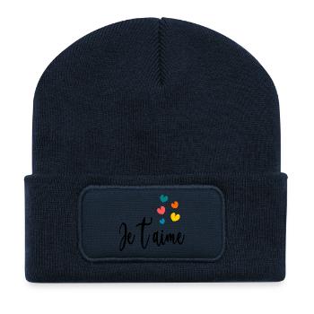 CHRISTMAS. YEAR. ANNIVERSARY. RETIREMENT. FEAST. HEART. - Recycled Patch Beanie - french navy - Front