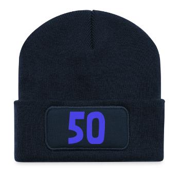 50. 50 ANS. 50e ANNIVERSAIRE. ANNIVERSAIRE 50 ANS. - Beanie recyclé à patch - bleu marine - Devant