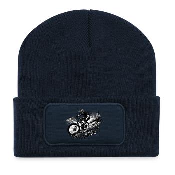 MTB Mountain Biking Downhill Gift - Recycled Patch Beanie - french navy - Front