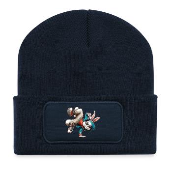 Ostern Osterhase Tanzen Breakdance - Recycelte Patch Beanie - French Navy - Vorne