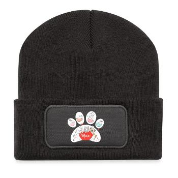 Cute cat and dog motifs on mugs - Recycled Patch Beanie - dark grey - Front