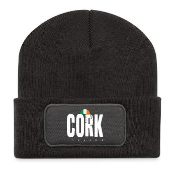 Emblème du drapeau de l’Irlande en liège - Beanie recyclé à patch - charbon - Devant