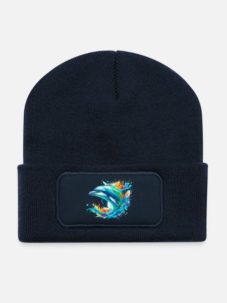 Delfin - Recycelte Patch Beanie - French Navy