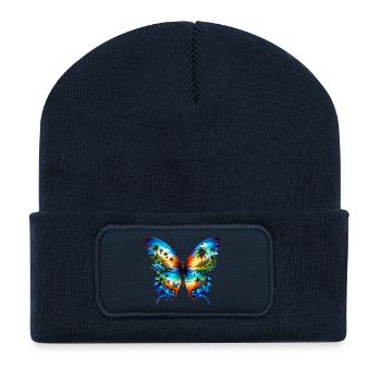 Schmetterling - Recycelte Patch Beanie - French Navy - Vorne