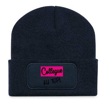COLLEGUE. DEPART. EMPLOI. HUMOUR. MANAGER. CHEF - Beanie recyclé à patch - bleu marine - Devant