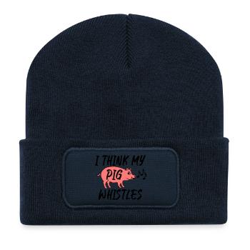 I think my pig whistles - Recycled Patch Beanie - french navy - Front
