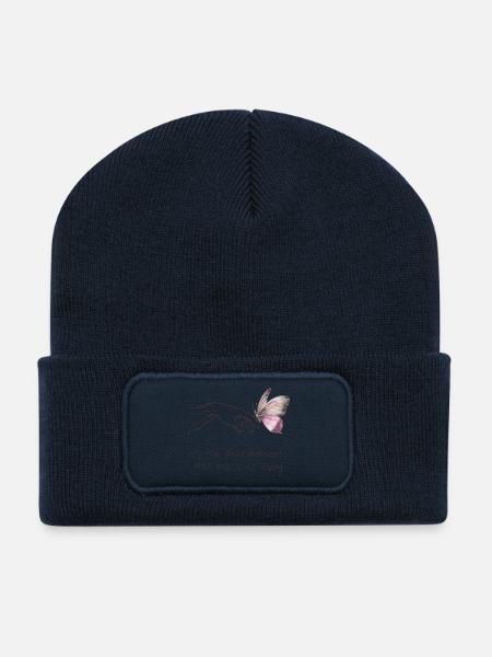 Kleine Momente - Glück - Achtsamkeit - Selbstliebe - Recycelte Patch Beanie - French Navy