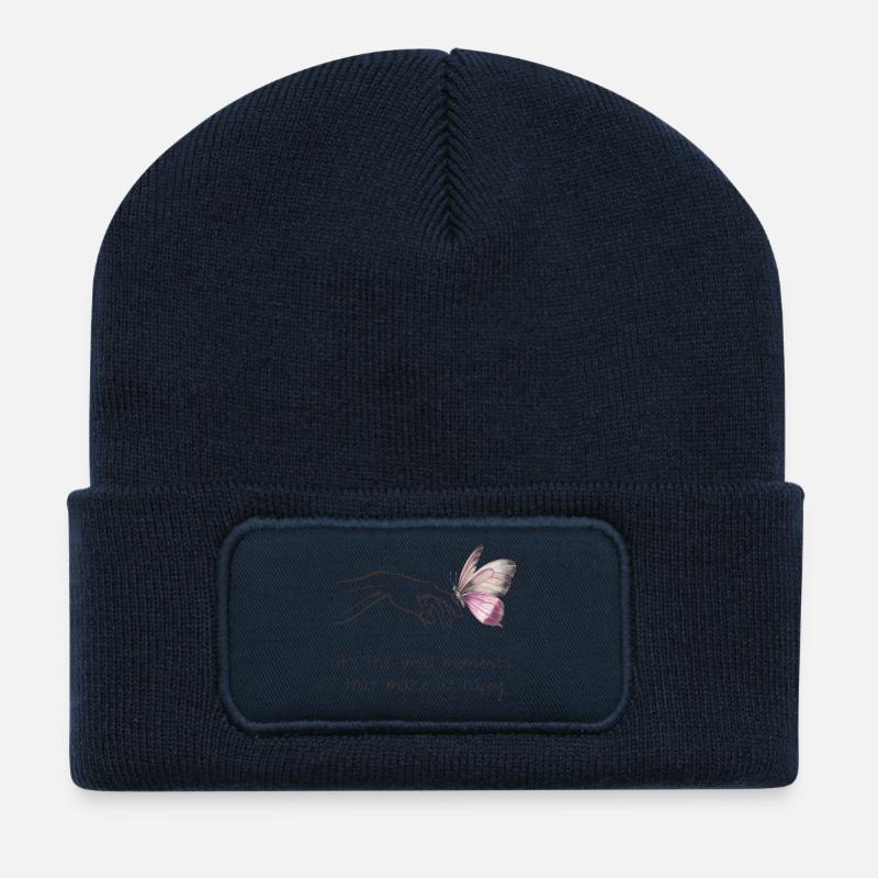 Kleine Momente - Glück - Achtsamkeit - Selbstliebe - Recycelte Patch Beanie - French Navy