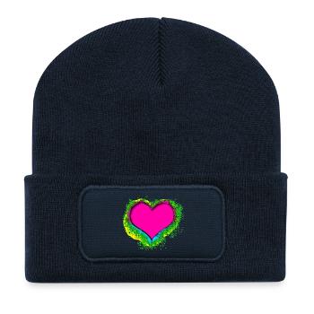 buntes Herz - Recycelte Patch Beanie - French Navy - Vorne