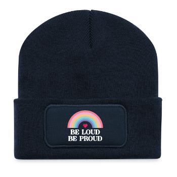 Mois de la fierté LGBT - Soyez fort, soyez fier - Beanie recyclé à patch - bleu marine - Devant