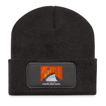 Kyoto, Red Torii, Fushimi Inari Taisha, Japon - Beanie recyclé à patch - charbon - Devant