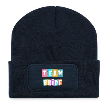 Team Bride! Personalisierbar - Recycelte Patch Beanie - French Navy - Vorne