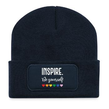 Mois de la fierté LGBT - Inspire. Soyez vous-même - Beanie recyclé à patch - bleu marine - Devant