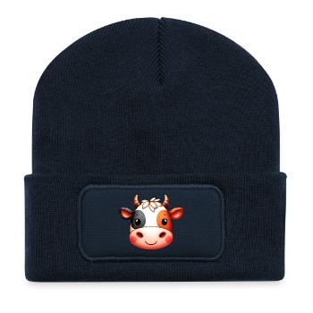 Vache - Beanie recyclé à patch - bleu marine - Devant