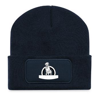 Dalmatiens dans un cercle avec champ d’écriture - Beanie recyclé à patch - bleu marine - Devant