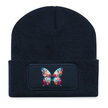Butterfly decorated with flowers - Recycled Patch Beanie - french navy - Front