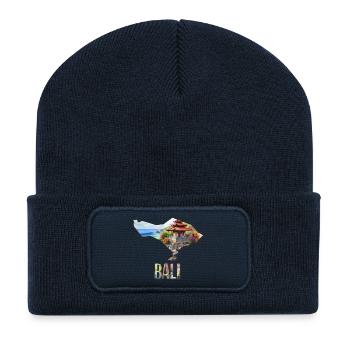 Aquarell Landkarte Bali - Recycelte Patch Beanie - French Navy - Vorne