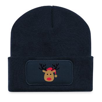 Noël - Beanie recyclé à patch - bleu marine - Devant