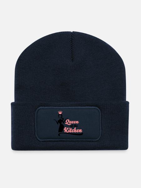 Cadeaux amusants pour les femmes qui aiment cuisiner - Beanie recyclé à patch - bleu marine