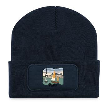 Paris Its Vintage Sailboats - Recycled Patch Beanie - french navy - Front