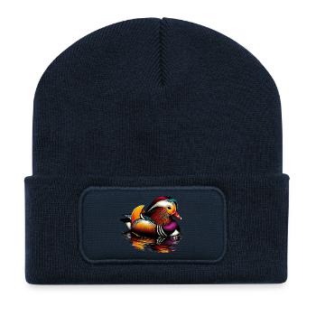 Canard mandarin - Beanie recyclé à patch - bleu marine - Devant
