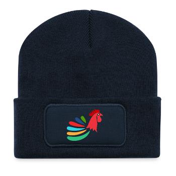 COQ. CHEVAL. POULE. COQ. ANIMAL. OISEAU. LICORNE. - Beanie recyclé à patch - bleu marine - Devant