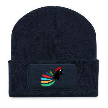COQ. CHEVAL. POULE. COQ. ANIMAL. OISEAU. LICORNE. - Beanie recyclé à patch - bleu marine - Devant