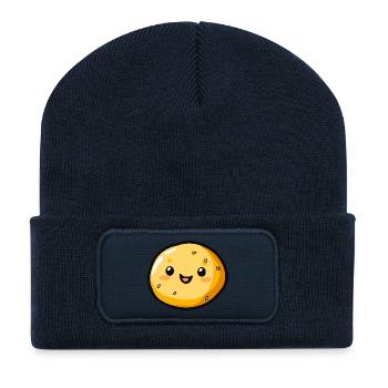 Happy Potato Cartoon - Adorable and Fun Design - Recycled Patch Beanie - french navy - Front