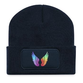 Ailes dégradées arc-en-ciel - Beanie recyclé à patch - bleu marine - Devant