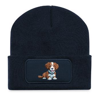 Puppy - Love My TollerDoodle Dog - Recycled Patch Beanie - french navy - Front