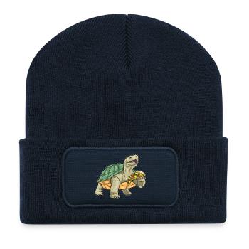 Pizza Tortue - Beanie recyclé à patch - bleu marine - Devant