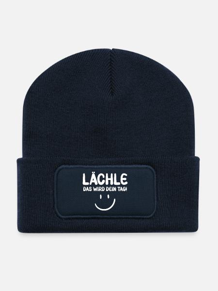 Lächle das wird dein Tag - Motivation - Recycelte Patch Beanie - French Navy