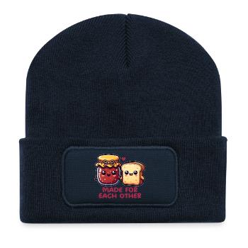 Pain et confiture - Beanie recyclé à patch - bleu marine - Devant