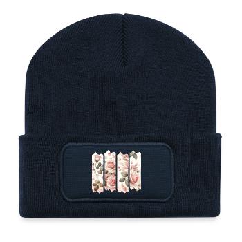 Rosenblüten Vier Panelen Rosa - Recycelte Patch Beanie - French Navy - Vorne
