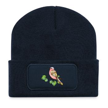 Bunter Vogel - Recycelte Patch Beanie - French Navy - Vorne