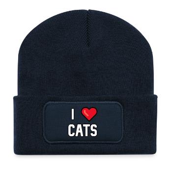 I love cats - Recycled Patch Beanie - french navy - Front