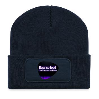 Bass So Loud – Médiator Noir & Mauve - Beanie recyclé à patch - bleu marine - Devant