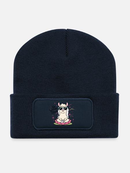 Pas de drame Lama - Beanie recyclé à patch - bleu marine