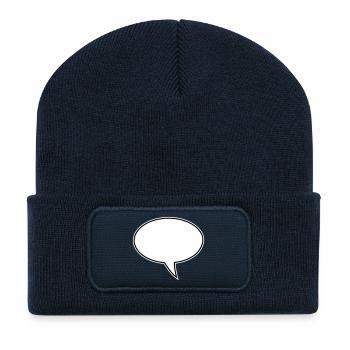 Sprechblase Design Rechts - Recycelte Patch Beanie - French Navy - Vorne