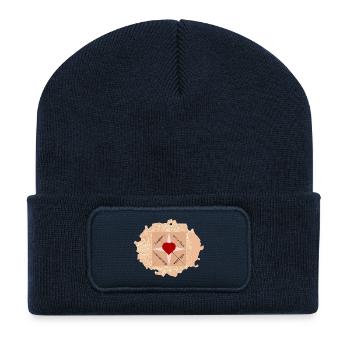 In allen vier Ecken soll Liebe drin stecken - Recycelte Patch Beanie - French Navy - Vorne